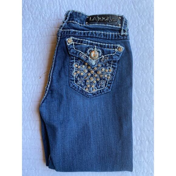 L.A. Idol Rhinestone Crop Jeans Size 5 - Picture 1 of 5